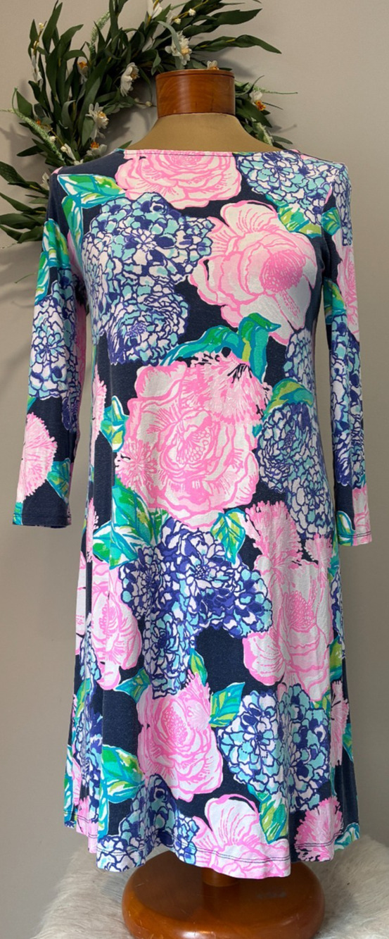 Lilly Pulitzer High Tide Navy "Hey Hey Bouquet" Ophelia Dress, Size S